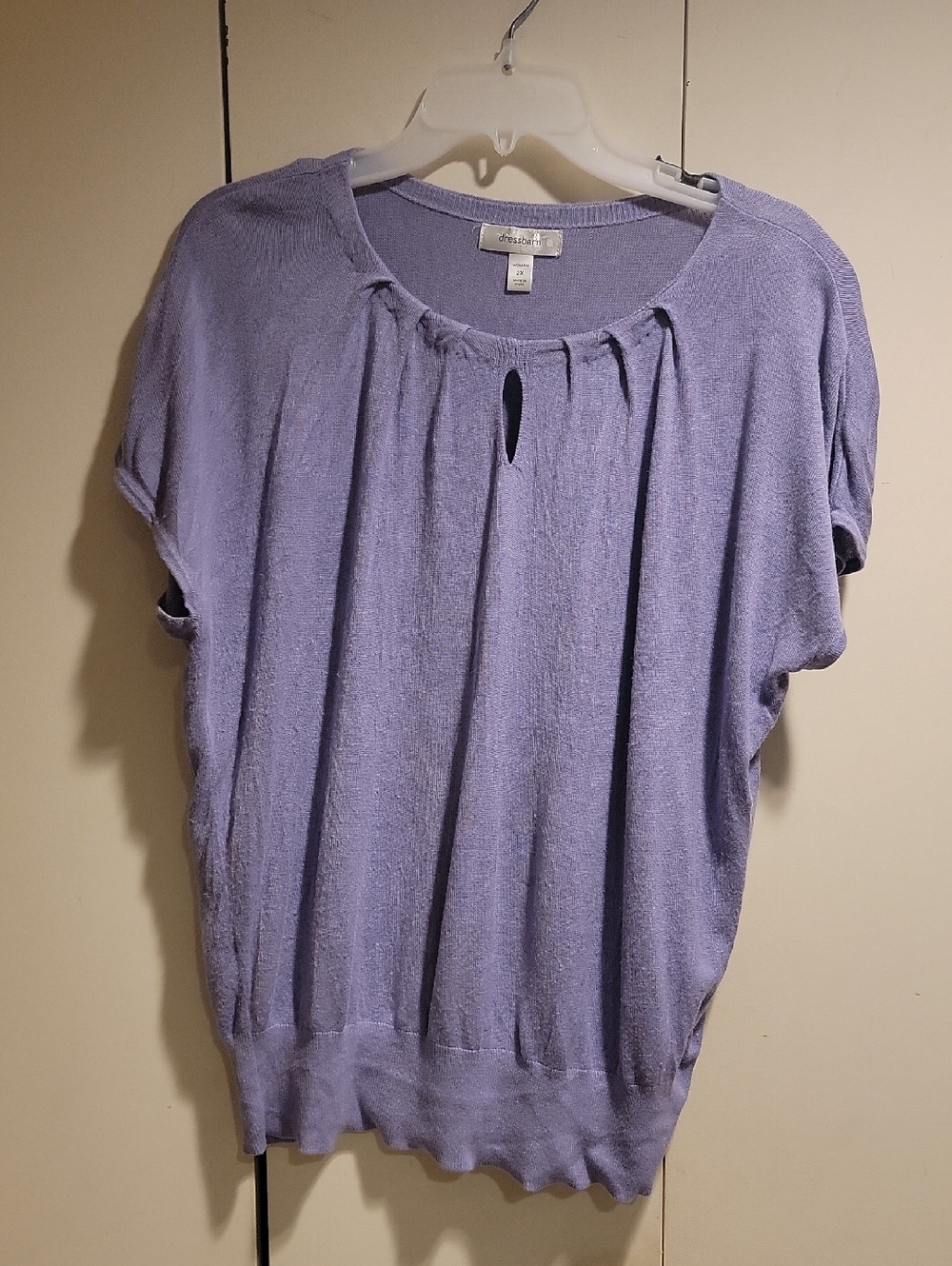Dress Barn Lavender Short-Sleeve Keyhole Knit Top